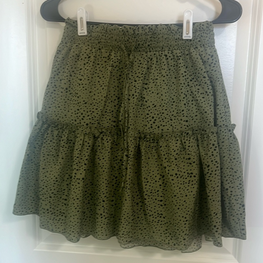 Jade Green spotted skirt.